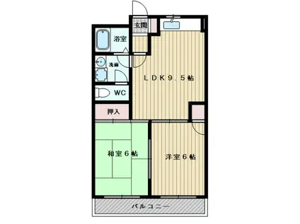 阪急電鉄京都線 上新庄駅 徒歩11分 9階建 築48年(2LDK/4階)の間取り写真