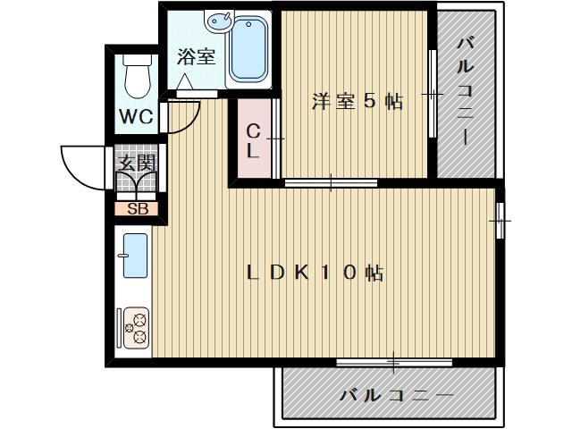 おおさか東線 ＪＲ淡路駅 徒歩6分 5階建 築37年(1LDK/1階)の間取り写真
