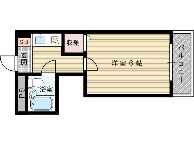おおさか東線 ＪＲ淡路駅 徒歩7分 4階建 築38年(1K/2階)の間取り写真