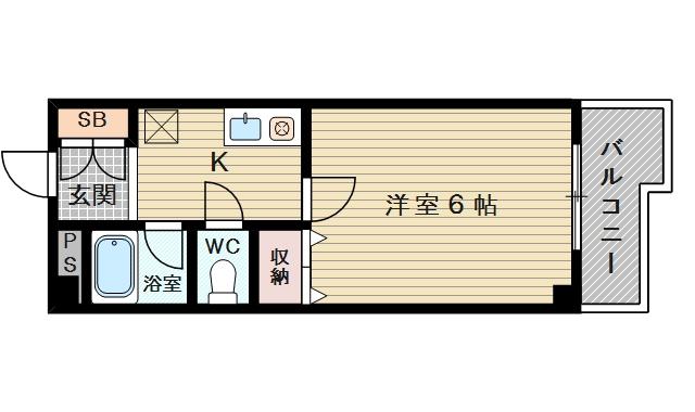 プレジデント豊新(1K/1階)の間取り写真
