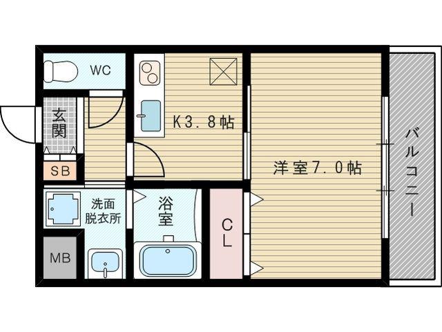 豊里セレニテ(1K/3階)の間取り写真