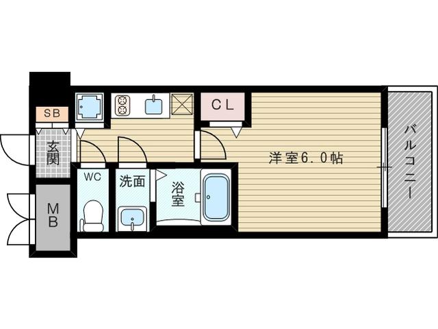 プレサンス新大阪ザシティ(1K/6階)の間取り写真