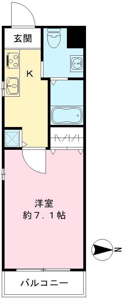 セレブコート豊新(1K/6階)の間取り写真