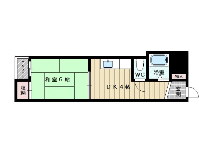 阪急電鉄京都線 上新庄駅 徒歩2分 3階建 築41年(1DK/3階)の間取り写真