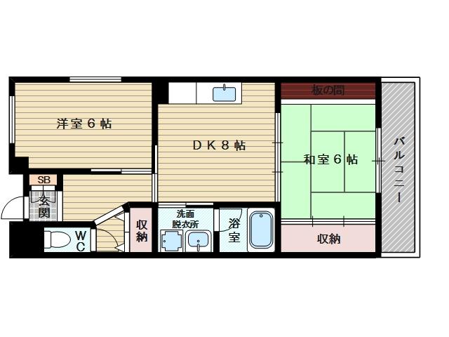 阪急電鉄京都線 上新庄駅 徒歩5分 3階建 築32年(2LDK/1階)の間取り写真