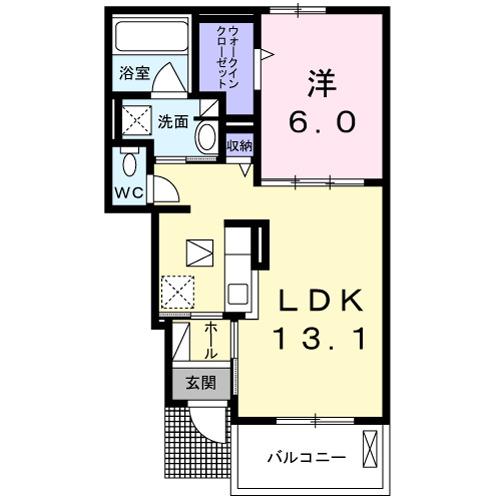 カーサ イン ピエトラ ロッサ(1LDK/1階)の間取り写真