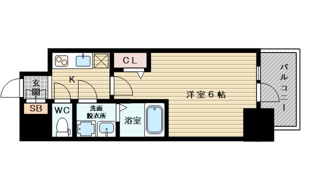 おおさか東線 ＪＲ淡路駅 徒歩14分 8階建 築6年(1K/6階)の間取り写真