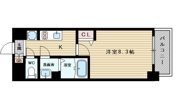 サムティ上新庄レジデンス(1K/3階)の間取り写真