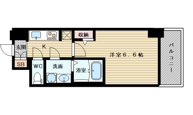 SーRESIDENCE上新庄ASCENT(1K/13階)の間取り写真