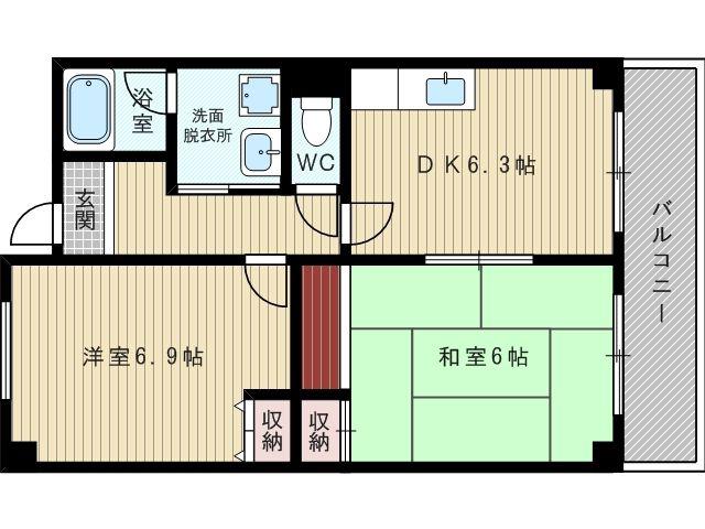 エスメラード・ヒコ(2DK/5階)の間取り写真