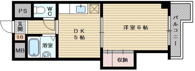 瑞光グランドハイツ北(1DK/5階)の間取り写真