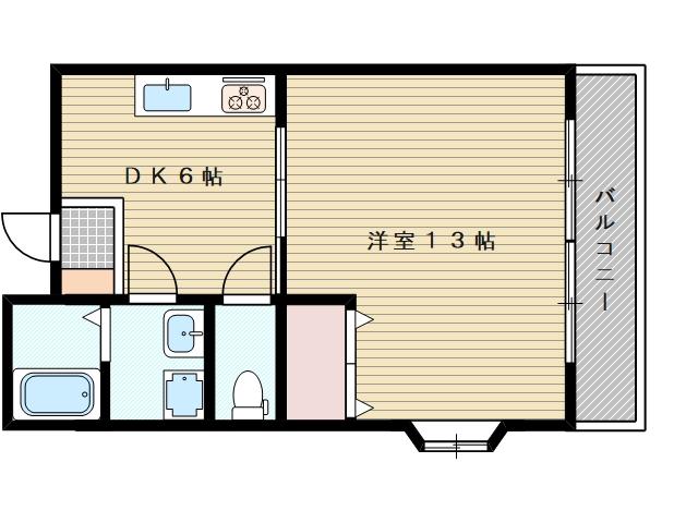 大阪市今里筋線 瑞光四丁目駅 徒歩3分 5階建 築28年(1DK/2階)の間取り写真