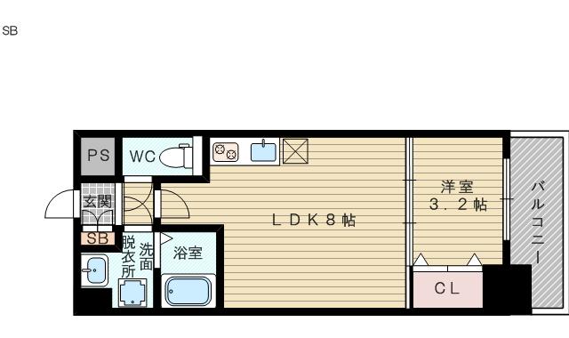 大阪市今里筋線 瑞光四丁目駅 徒歩8分 10階建 築8年(1LDK/8階)の間取り写真