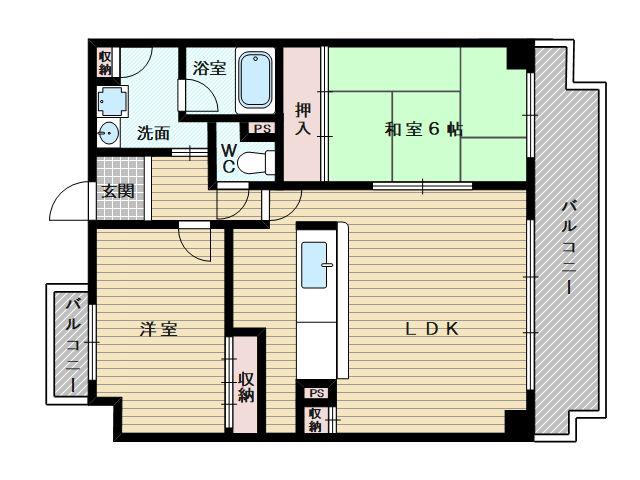 シャトー三木第3(2LDK/2階)の間取り写真