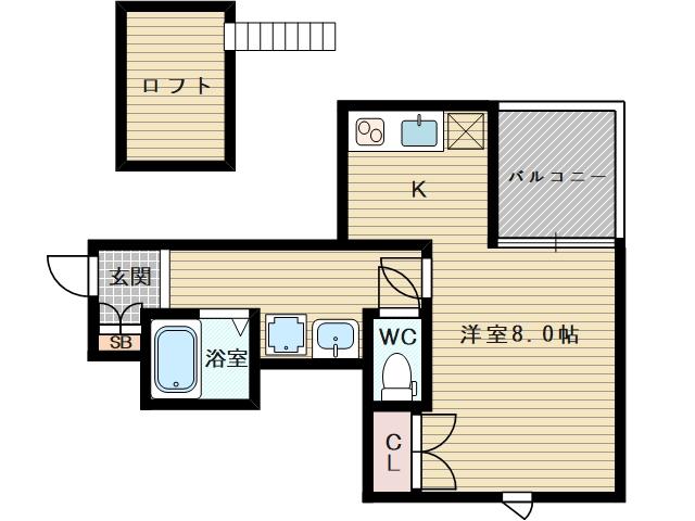 サンハイム下新庄(1K/1階)の間取り写真