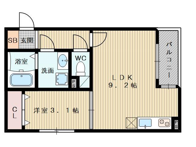 リブレメゾン淡路Ⅰ(1LDK/3階)の間取り写真