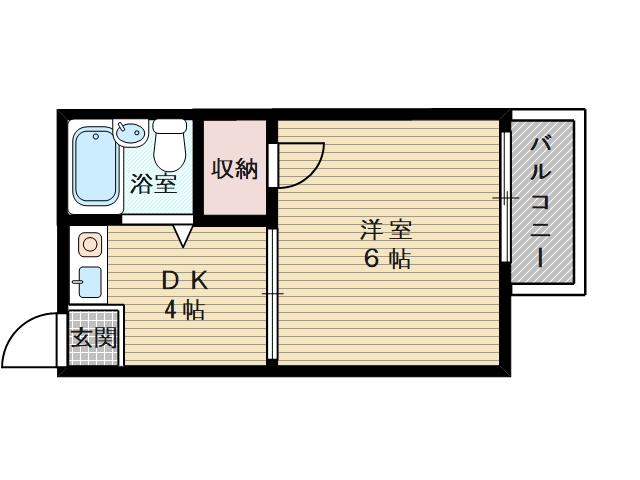 時山クリーンハイツ淡路(1DK/2階)の間取り写真