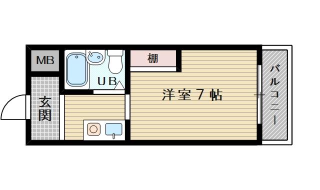 シャトー相川(1K/2階)の間取り写真
