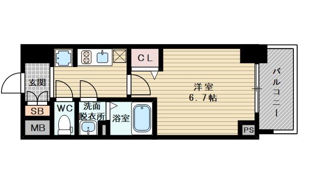 ARTIZA淡路(1K/7階)の間取り写真