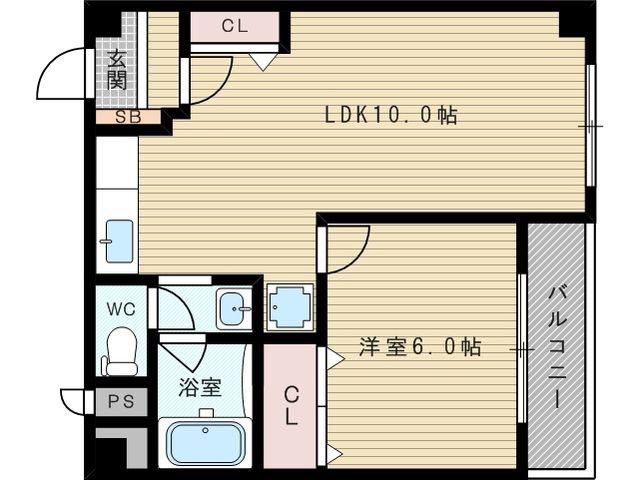 ハイツ小松(1LDK/4階)の間取り写真