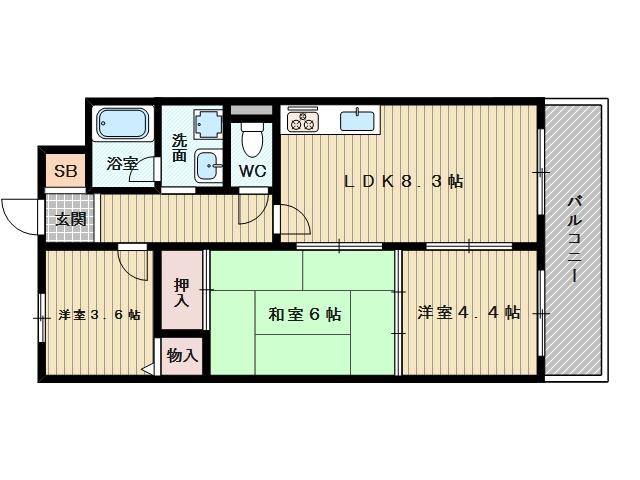 クラウンハイム菅原(3LDK/7階)の間取り写真