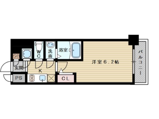 エスリード新大阪ヴェルデ(1K/7階)の間取り写真