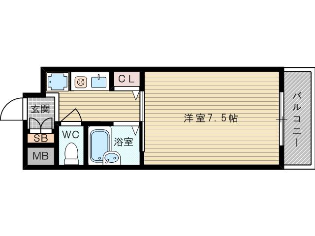 第15東昌ハイツ(1K/2階)の間取り写真