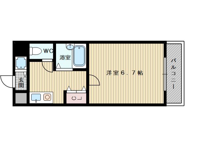 エクセレント上新11(1K/2階)の間取り写真