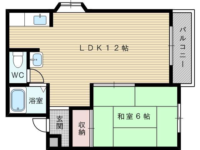 豊二ハイツ(1LDK/3階)の間取り写真