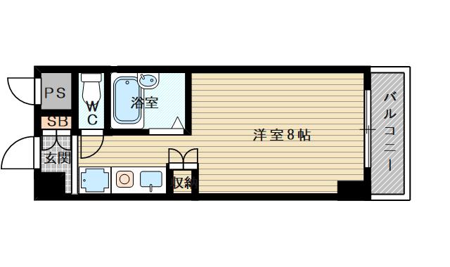 阪急電鉄京都線 上新庄駅 徒歩4分 9階建 築38年(1K/3階)の間取り写真