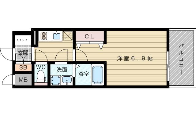 おおさか東線 ＪＲ淡路駅 徒歩2分 10階建 築7年(1K/8階)の間取り写真