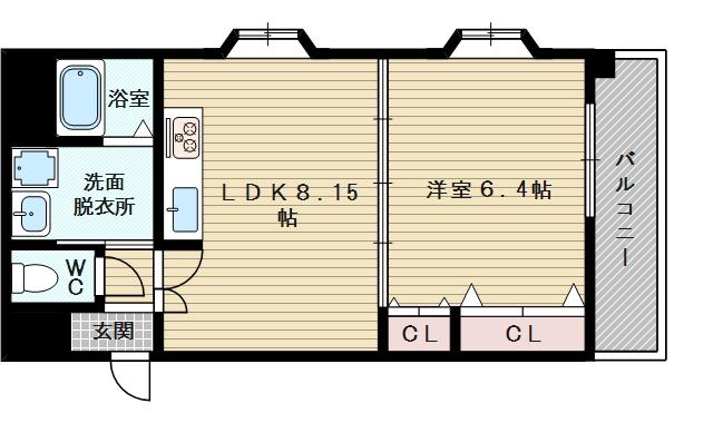 パレス東洋小松館(1LDK/5階)の間取り写真