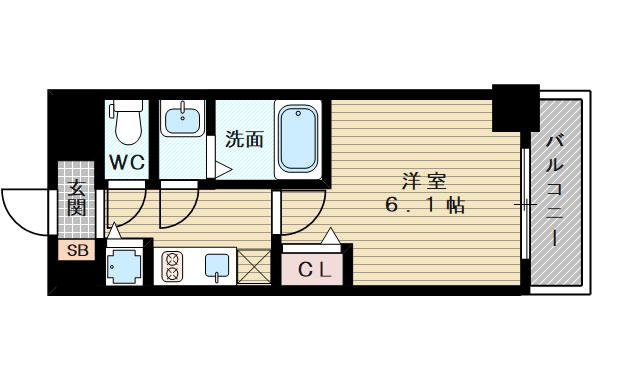 プレサンス新大阪ザシティ(1K/7階)の間取り写真
