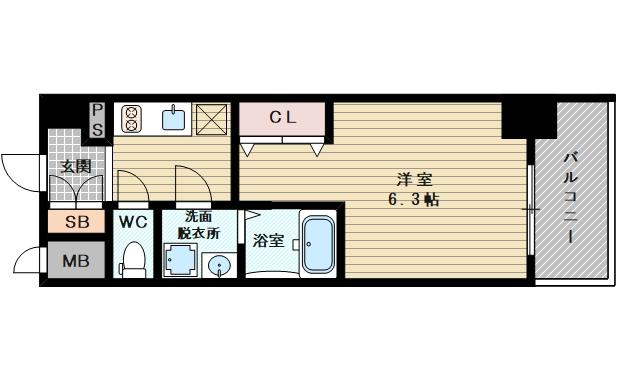 プロヴィスタ新大阪イーストゲート(1K/2階)の間取り写真