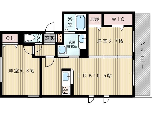 サニーコート(1LDK/2階)の間取り写真