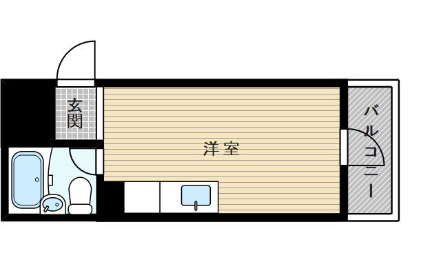 マンション西(ワンルーム/2階)の間取り写真