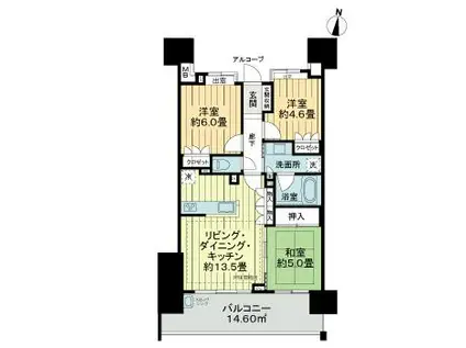 ライオンズ川越グランフォート(3LDK/8階)の間取り写真