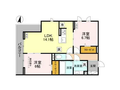 プレジール(2LDK/1階)の間取り写真