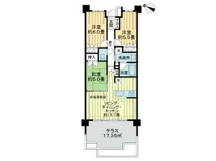 ライオンズふじみ野グランフォート(3LDK/1階)の間取り写真