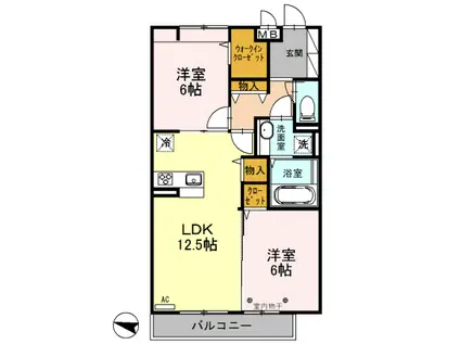 ラ・フレーズ(2LDK/3階)の間取り写真