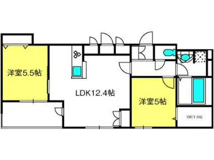 カルミネ仙波(2LDK/4階)の間取り写真