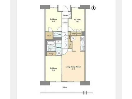 UURコート志木(3LDK/13階)の間取り写真