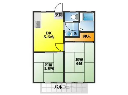 単正ハイツ(2DK/2階)の間取り写真