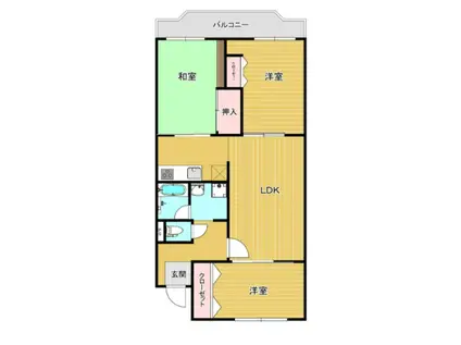 西鉄天神大牟田線 井尻駅 徒歩15分 14階建 築44年(3LDK/13階)の間取り写真