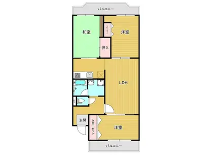 西鉄天神大牟田線 井尻駅 徒歩15分 14階建 築44年(3LDK/13階)の間取り写真