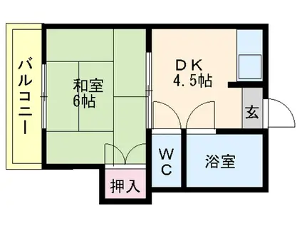 ハーモニーハウス(1DK/1階)の間取り写真