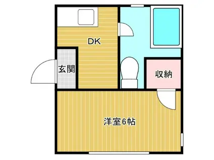 西鉄天神大牟田線 井尻駅 徒歩6分 3階建 築42年(1K/2階)の間取り写真