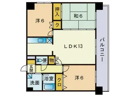 鹿児島本線 笹原駅 徒歩26分 7階建 築29年(3LDK/3階)の間取り写真
