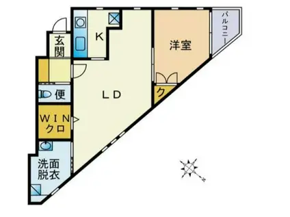 西鉄天神大牟田線 井尻駅 徒歩3分 2階建 築14年(1LDK/1階)の間取り写真