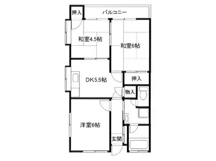 ハイム白水(3DK/1階)の間取り写真